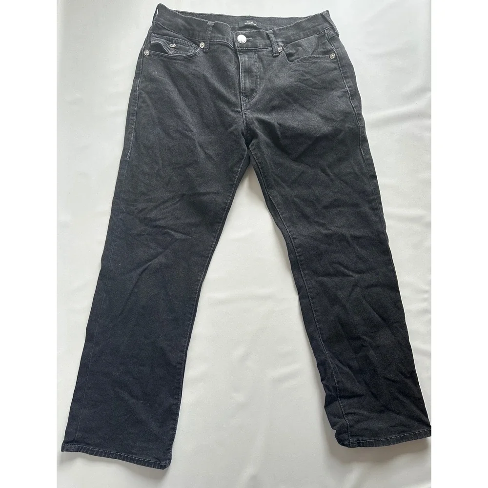 True Religion Ricky Relaxed Straight Leg Black Jeans Mens 32x26 Stretch Denim